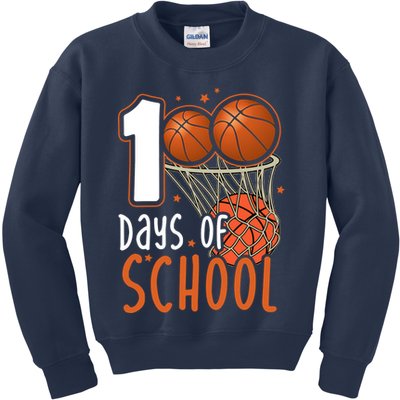 100 Days Of School Basketball Kids Sweatshirt
