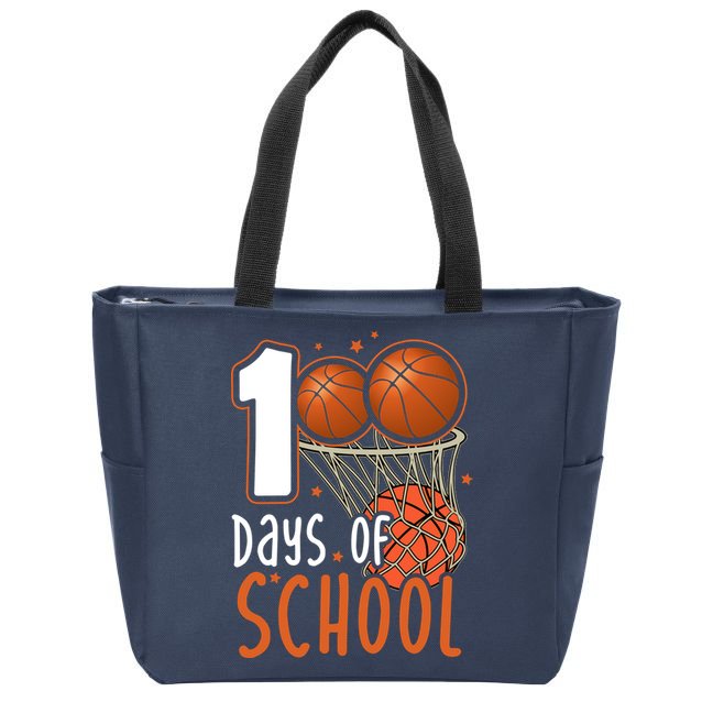 100 Days Of School Basketball Zip Tote Bag
