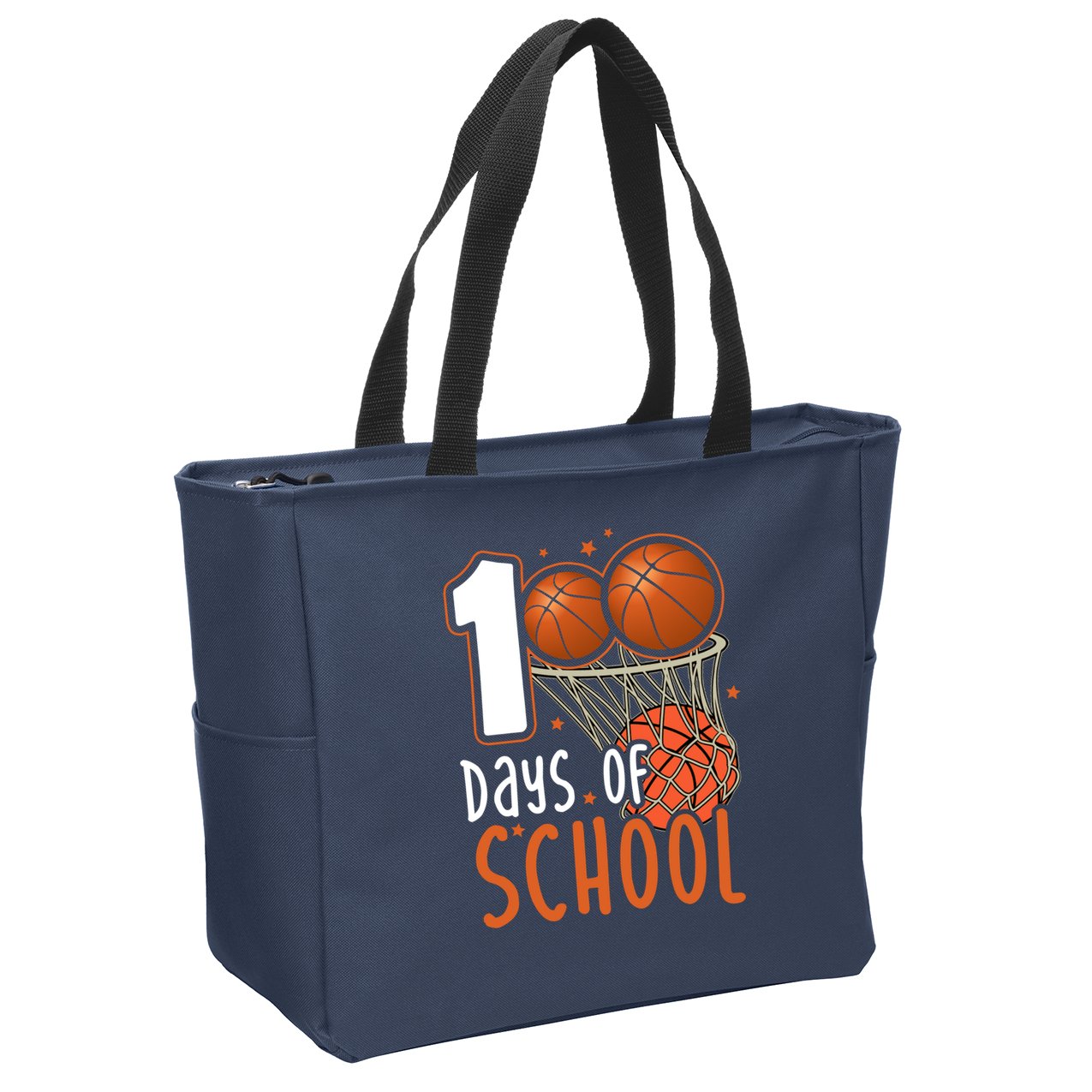 100 Days Of School Basketball Zip Tote Bag