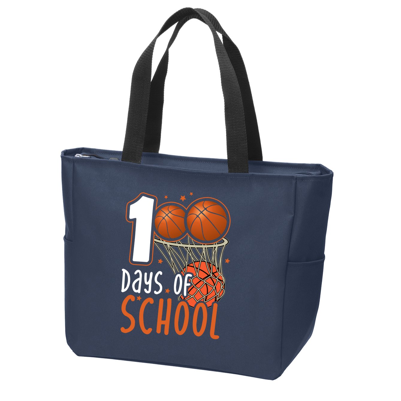 100 Days Of School Basketball Zip Tote Bag