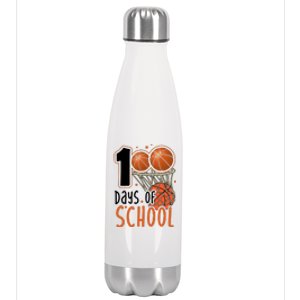 100 Days Of School Basketball Stainless Steel Insulated Water Bottle