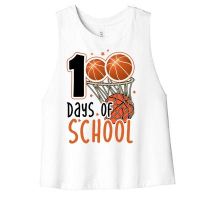 100 Days Of School Basketball Women's Racerback Cropped Tank