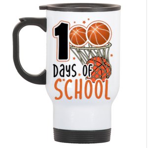 100 Days Of School Basketball Stainless Steel Travel Mug