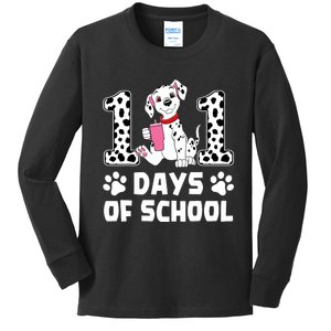 100 Days Of School Dalmatian Dog 100th Day Of School Kids Long Sleeve Shirt