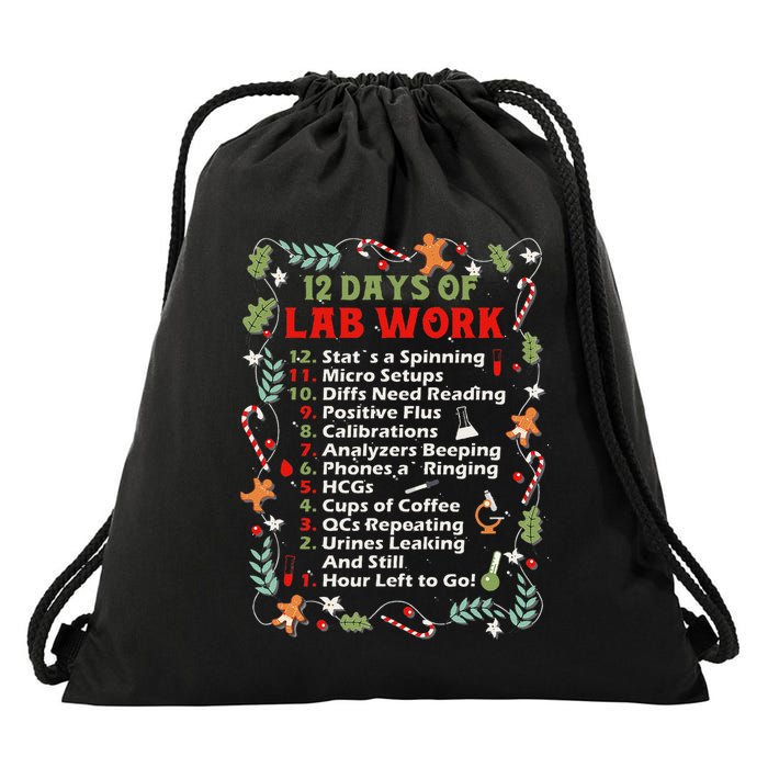 12 Days Of Lab Technician Christmas Funny Medical Laboratory Drawstring Bag