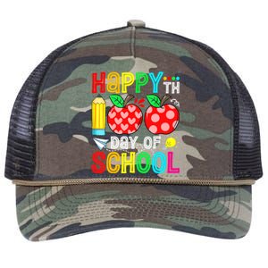 100th Day Of School Teachers Child Happy 100 Days Retro Rope Trucker Hat Cap