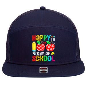 100th Day Of School Teachers Child Happy 100 Days 7 Panel Mesh Trucker Snapback Hat