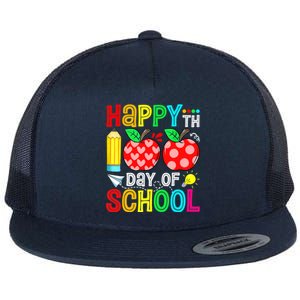 100th Day Of School Teachers Child Happy 100 Days Flat Bill Trucker Hat