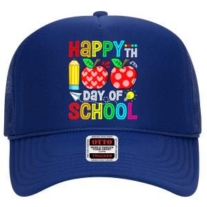 100th Day Of School Teachers Child Happy 100 Days High Crown Mesh Back Trucker Hat