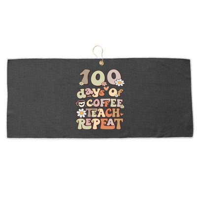 100 Days Of School Meaningful Gift For Teacher Coffee Retro Great Gift Large Microfiber Waffle Golf Towel