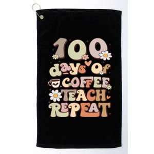 100 Days Of School Meaningful Gift For Teacher Coffee Retro Great Gift Platinum Collection Golf Towel