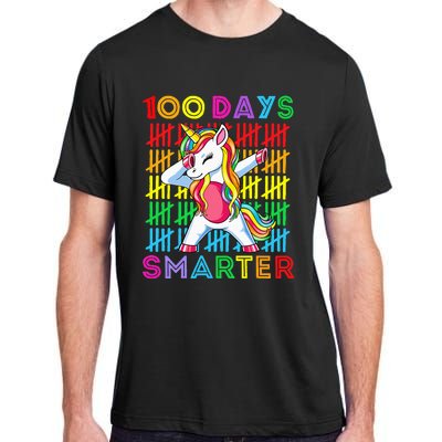 100th Day Of School Unicorn 100 Days Smarter Kindergarten Adult ChromaSoft Performance T-Shirt