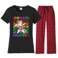 100th Day Of School Unicorn 100 Days Smarter Kindergarten Women's Flannel Pajama Set