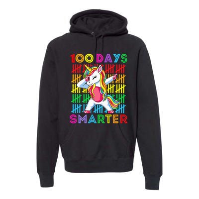 100th Day Of School Unicorn 100 Days Smarter Kindergarten Premium Hoodie