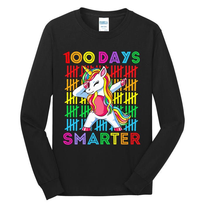 100th Day Of School Unicorn 100 Days Smarter Kindergarten Tall Long Sleeve T-Shirt