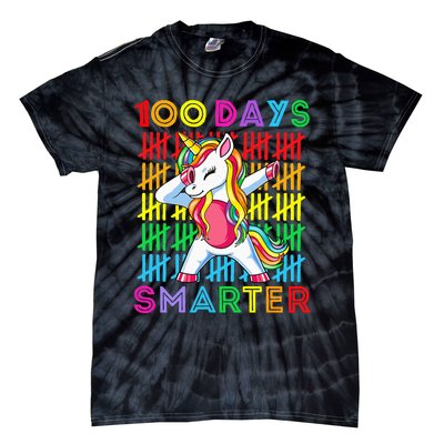 100th Day Of School Unicorn 100 Days Smarter Kindergarten Tie-Dye T-Shirt