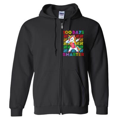 100th Day Of School Unicorn 100 Days Smarter Kindergarten Full Zip Hoodie