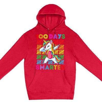 100th Day Of School Unicorn 100 Days Smarter Kindergarten Premium Pullover Hoodie