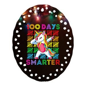 100th Day Of School Unicorn 100 Days Smarter Kindergarten Ceramic Oval Ornament