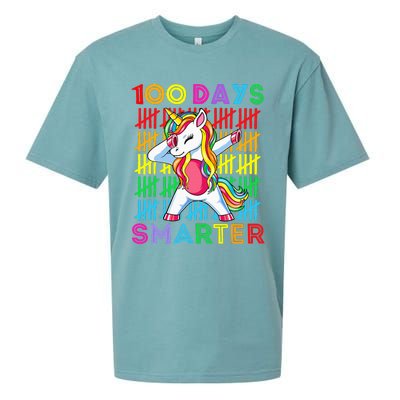 100th Day Of School Unicorn 100 Days Smarter Kindergarten Sueded Cloud Jersey T-Shirt