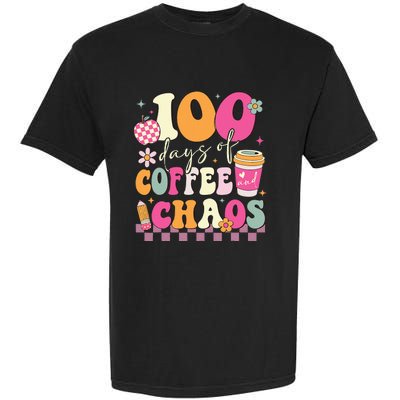 100 Days Of Coffee Chaos Lover Teacher Garment-Dyed Heavyweight T-Shirt