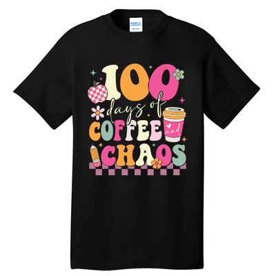 100 Days Of Coffee Chaos Lover Teacher Tall T-Shirt