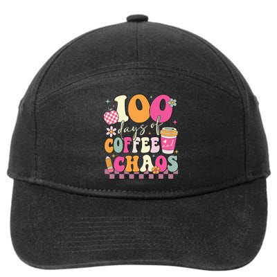 100 Days Of Coffee Chaos Lover Teacher 7-Panel Snapback Hat