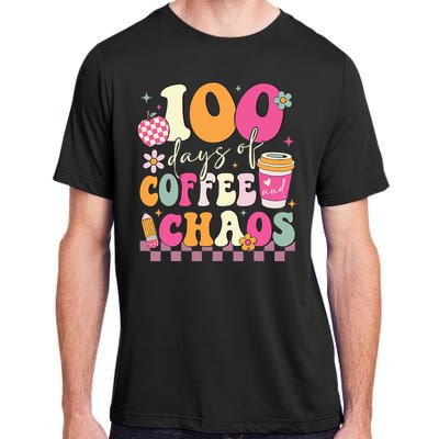 100 Days Of Coffee Chaos Lover Teacher Adult ChromaSoft Performance T-Shirt