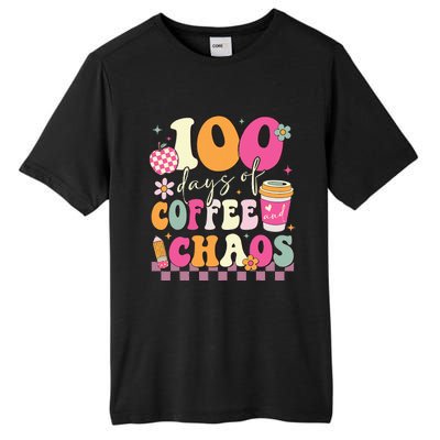 100 Days Of Coffee Chaos Lover Teacher Tall Fusion ChromaSoft Performance T-Shirt