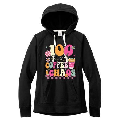 100 Days Of Coffee Chaos Lover Teacher Women's Fleece Hoodie