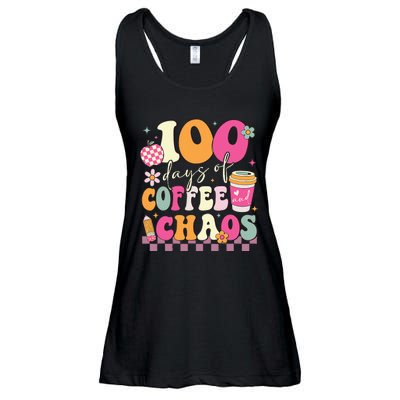 100 Days Of Coffee Chaos Lover Teacher Ladies Essential Flowy Tank