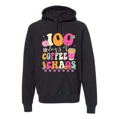 100 Days Of Coffee Chaos Lover Teacher Premium Hoodie