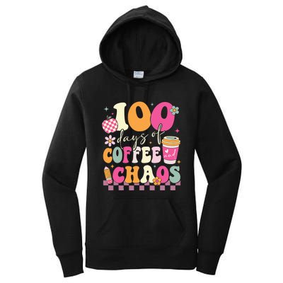 100 Days Of Coffee Chaos Lover Teacher Women's Pullover Hoodie