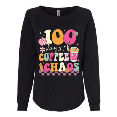 100 Days Of Coffee Chaos Lover Teacher Womens California Wash Sweatshirt