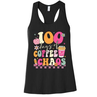 100 Days Of Coffee Chaos Lover Teacher Women's Racerback Tank