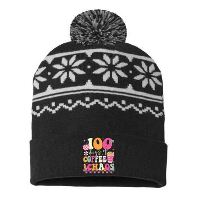 100 Days Of Coffee Chaos Lover Teacher USA-Made Snowflake Beanie