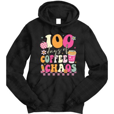 100 Days Of Coffee Chaos Lover Teacher Tie Dye Hoodie