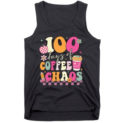 100 Days Of Coffee Chaos Lover Teacher Tank Top