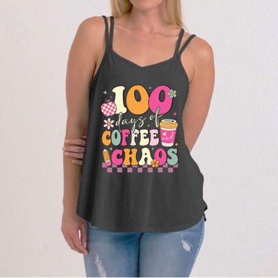 100 Days Of Coffee Chaos Lover Teacher Women's Strappy Tank