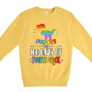 100Th Day Of Fourth Grade Fidget Pop It Dinosaur 4Th Grade Cool Gift Premium Crewneck Sweatshirt