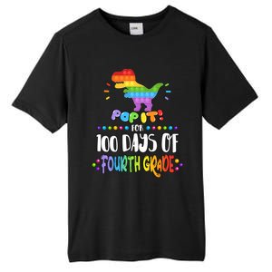 100Th Day Of Fourth Grade Fidget Pop It Dinosaur 4Th Grade Cool Gift Tall Fusion ChromaSoft Performance T-Shirt