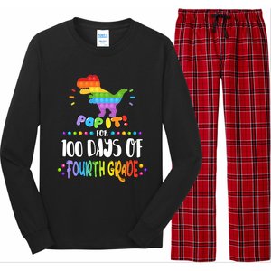 100Th Day Of Fourth Grade Fidget Pop It Dinosaur 4Th Grade Cool Gift Long Sleeve Pajama Set