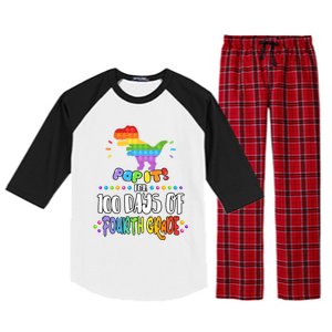 100Th Day Of Fourth Grade Fidget Pop It Dinosaur 4Th Grade Cool Gift Raglan Sleeve Pajama Set