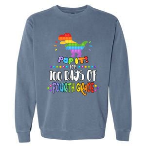 100Th Day Of Fourth Grade Fidget Pop It Dinosaur 4Th Grade Cool Gift Garment-Dyed Sweatshirt