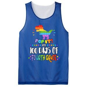 100Th Day Of Fourth Grade Fidget Pop It Dinosaur 4Th Grade Cool Gift Mesh Reversible Basketball Jersey Tank