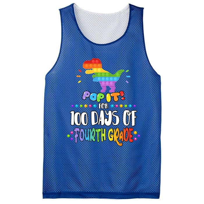 100Th Day Of Fourth Grade Fidget Pop It Dinosaur 4Th Grade Cool Gift Mesh Reversible Basketball Jersey Tank