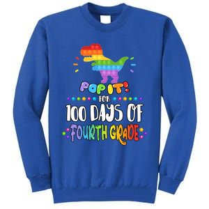 100Th Day Of Fourth Grade Fidget Pop It Dinosaur 4Th Grade Cool Gift Tall Sweatshirt