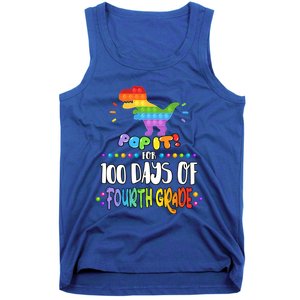 100Th Day Of Fourth Grade Fidget Pop It Dinosaur 4Th Grade Cool Gift Tank Top