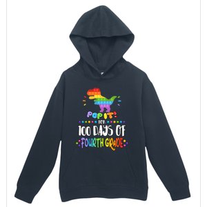 100Th Day Of Fourth Grade Fidget Pop It Dinosaur 4Th Grade Cool Gift Urban Pullover Hoodie