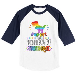 100Th Day Of Fourth Grade Fidget Pop It Dinosaur 4Th Grade Cool Gift Baseball Sleeve Shirt